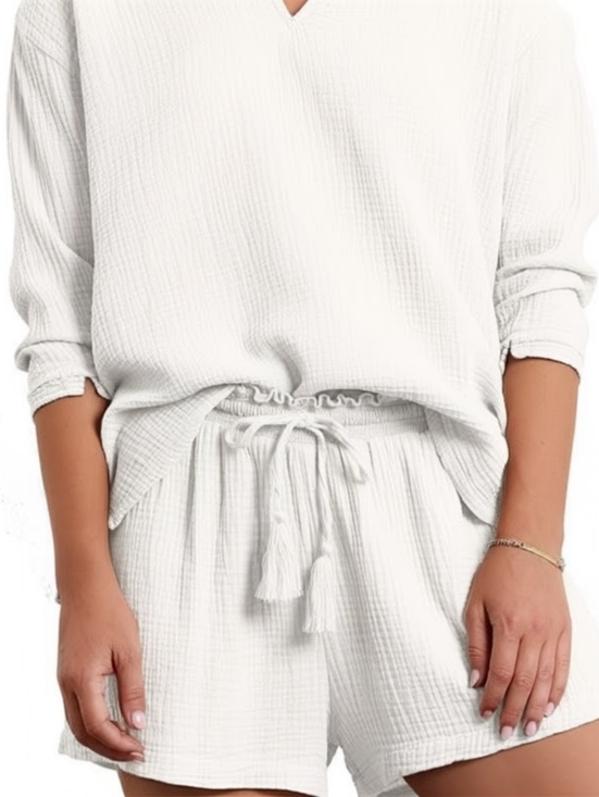 Hello Nite Pants - NWT Hello Nite Textured Gauze Lounge Shorts - White Sand